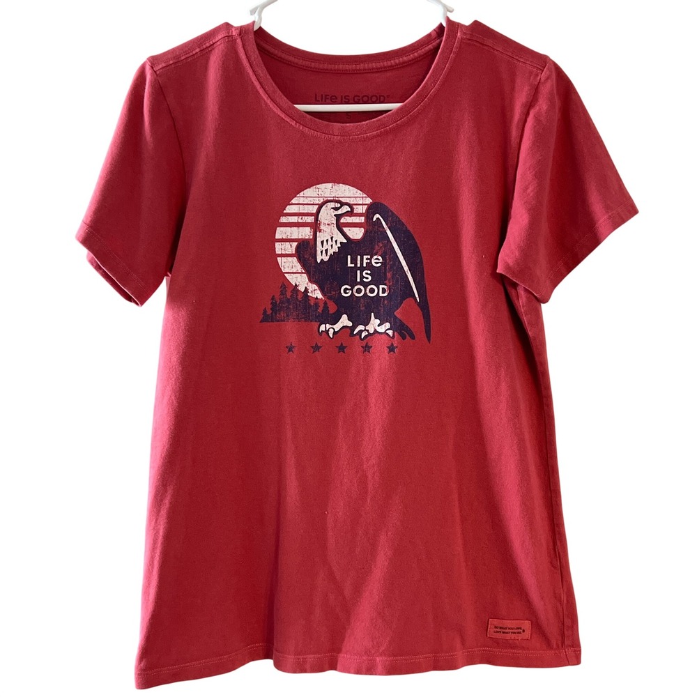Life is Good Womens Crusher Tee Red Eagle Graphic T-Shirt Small